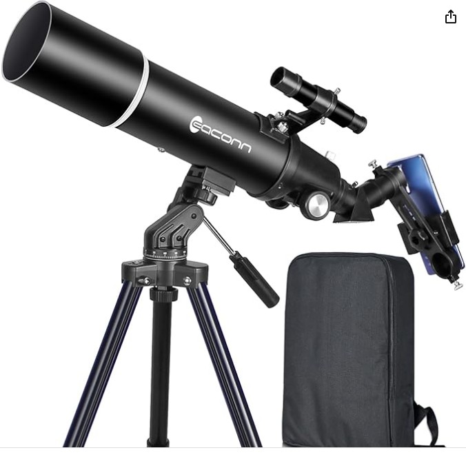 Telescopes for Adults Astronomy, 80mm Aperture 600mm Refractor Telescope for Kids & Beginners, Compact and Portable Travel Telescopio with Backpack